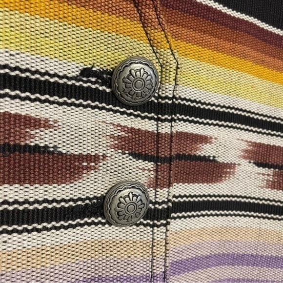 Vintage 80s Southwest Vest Woven Textile Karen Kane Native American Pewter Rare - Picture 6 of 8